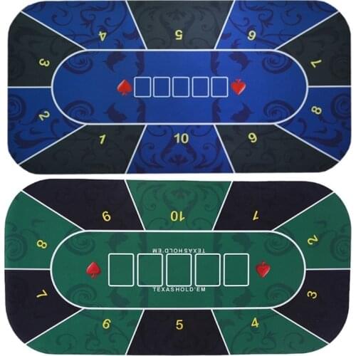 Poker Board Game Rectangular Rubber Pad Playing Card Tablecloth Poker Card Table Mat with Storage Shoulder Bag for Club Enterta