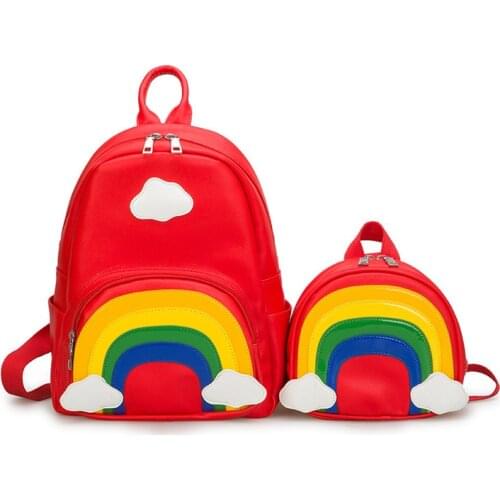 Girl Rainbow Kindergarden Backpack Prevent Loss Children Bag Parent-child School Bags For Kids Bag Girls Cute Kid Backpacks Gift