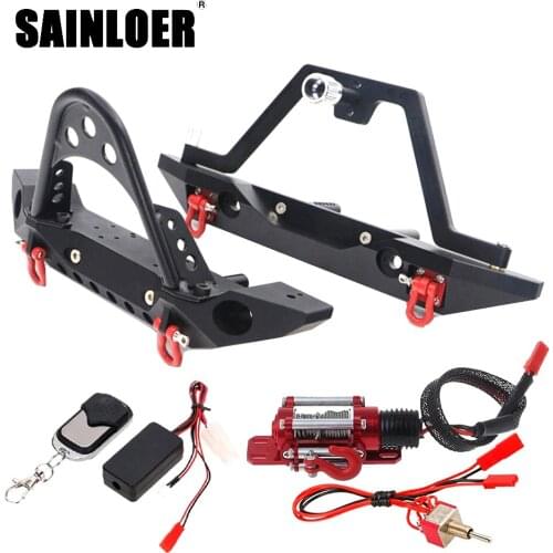 SAINLOER Metal stinger front Rear bumper electric winch spare tire bracket for 1/10 RC tracked vehicle TRX4 axial SCX10 90046