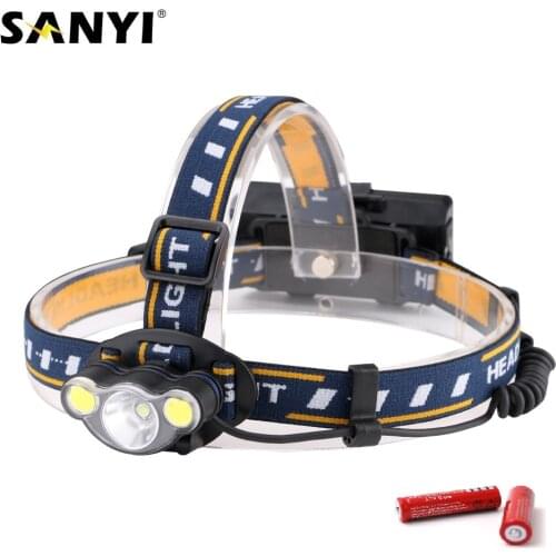 Sanyi XML T6 COB LED Headlamp Headlight Waterproof Head Torch 18650 Flashlight USB Charging Head Lamp Fishing Hunting Light