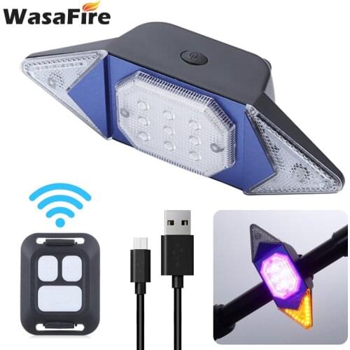 Remote Control Bicycle Turn Signals Smart Red Blue Yellow LED Bike Indicator Taillight MTB Rear Light Cycling Warning Lamp