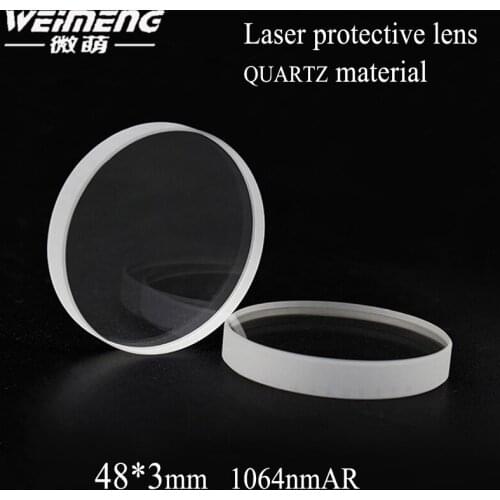 Weimeng brand imported JGS1 quartz material 48*3mm laser protective lens window optical glass for laser cutting machine