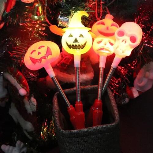 Halloween Led Glow Stick Pumpkin Skull Wand Light Hand Sticks Flashing Magic Luminous Party Favour Dress Props Decoration 5G