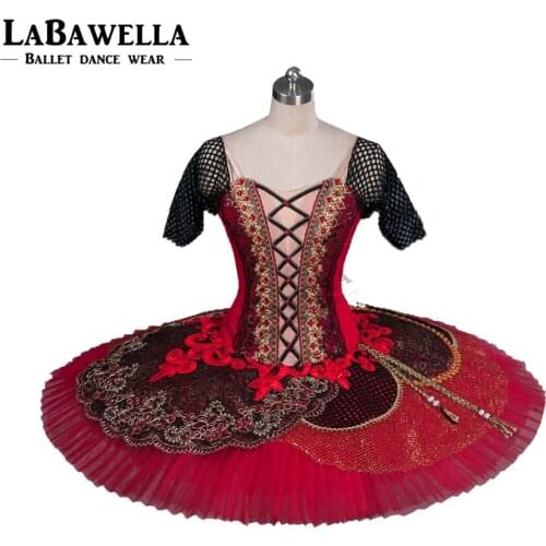 Don Quixote Variation YAGP Competiton Ballet Tutu Women Adult Black Red Professional Classical Platter Tutu BT9080