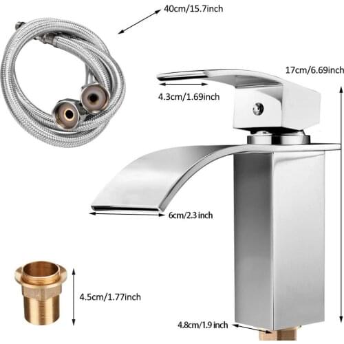 Vidric Chrome Waterfall Basin Sink Faucet Antique Brass Waterfall Basin Mixer Single Handle Mixer Tap Bathroom Waterfall Crane