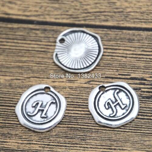 20pcs vintage letter H Charms silver tone Alphabet H charm pendant 18X18mm