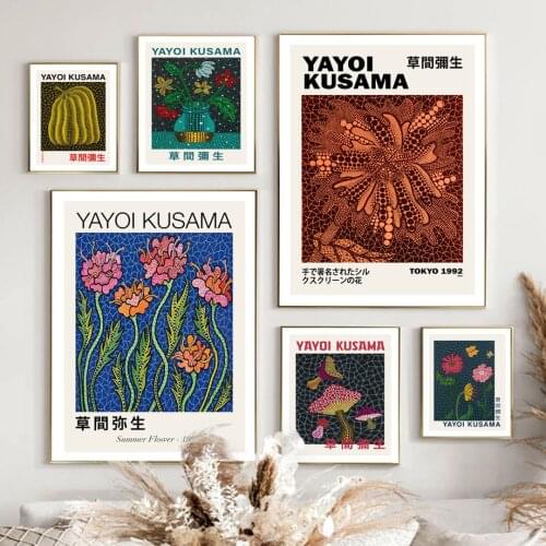 Yayoi Kusama Anime Pumpkin Mushroom Polka Wall Art Canvas Painting Nordic Posters And Prints Wall Pictures For Living Room Decor
