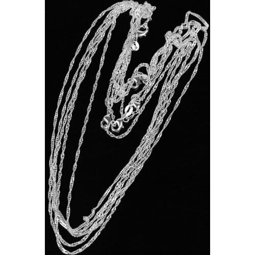 5pcs/lot Silver Water Wave Necklace Chains, 2mm Fashion 925 Jewelry Silver Plated Water Wave Chain Necklaces For Women 16"-30"