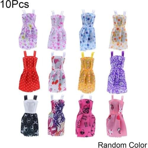 10 Pcs/set Girl Dress Up Princess Dress Hanging Skirt Dress Doll Accessories Doll Dress Pretend Play Dolls Accessories