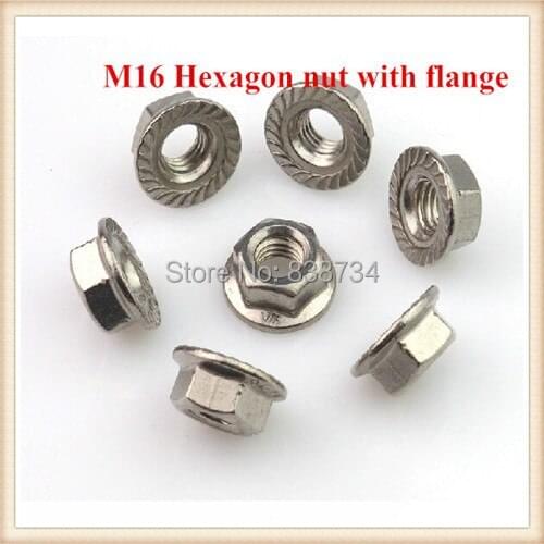 10pcs carbon steel white zinc coated m16 hexagon nut with flange