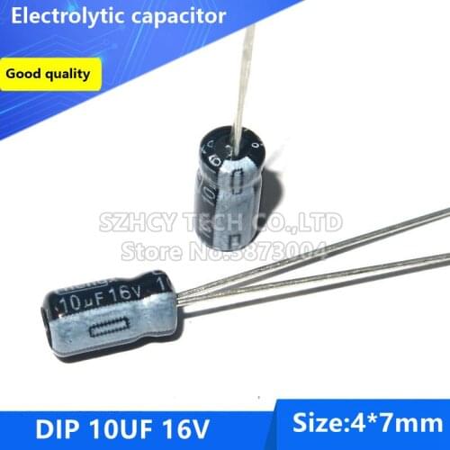 100pcs DIP 10UF 16V 4*7 Electrolytic capacitor