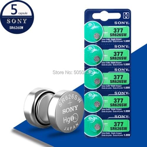 5pc For Sony Original 377 SR626SW SR626 AG4 1.55V Silver Oxide Watch Battery SR626SW 377 376 Button Coin Cell MADE IN JAPAN
