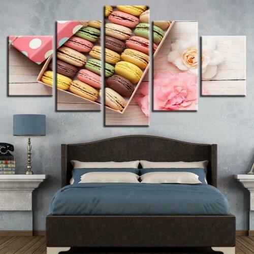 5 Pcs Valentines Day Gift Color Donuts Canvas Pictures Print Wall Art Canvas Paintings Wall Decorations for Living Room Unframe