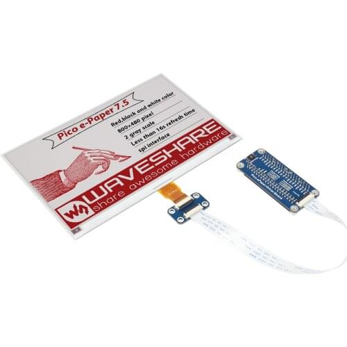 7.5 inch 800X480 3-Color E-ink EPaper Display Screen Breakout Module Starter Kit HAT for RPI Raspberry Pi Pico Board Accessories