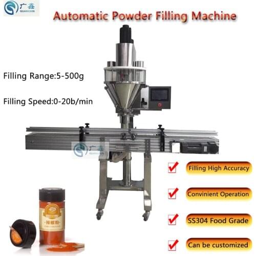 Automatic Auger Powder Filling Machine with 2meter conveyor For Flour and chilli spice powder filling