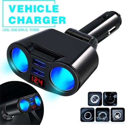 Car Cigarette Lighter Socket Splitter Plug For Mobile Phone MP3 DVR SUV Auto Accessories with LED Dual USB Charger Ports Adapter