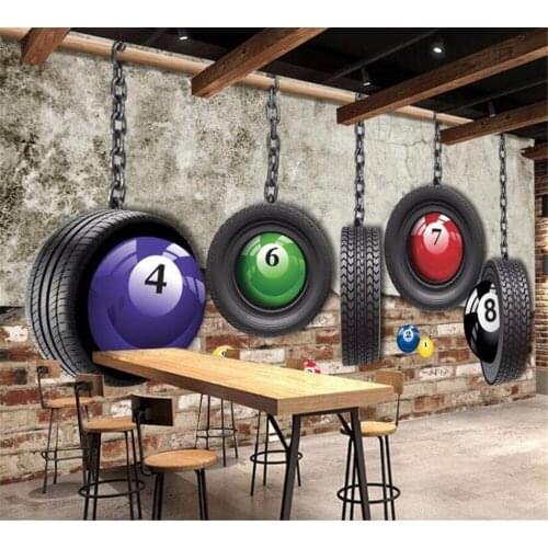Beibehang Customized wallpaper 3D mural fashion retro style tire billiard room personality background wall papel de parede