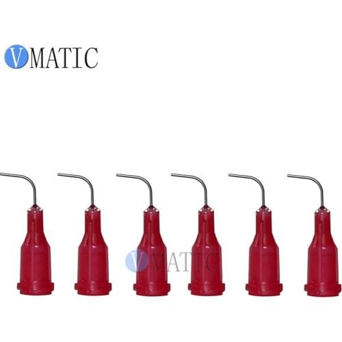 Free Shipping 25G Red 0.5'' Tube 90 Degree Bend Bent Luer Lock Glue Dispensing Needle Tips 1/2 Inch
