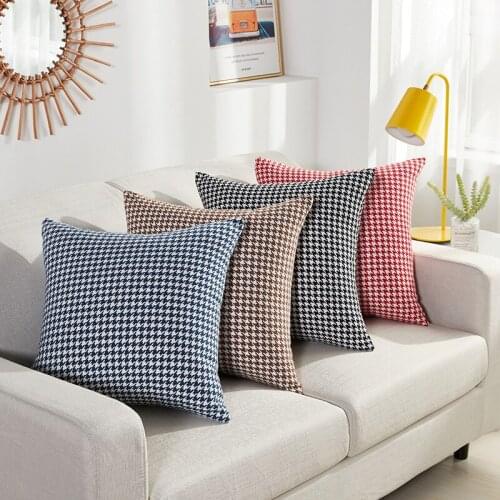 Cushion Cover Decorative Pillow Case Luxury Modern Simple White Black Houndstooth Art Coussin Bedding Sofa Cushion Cover