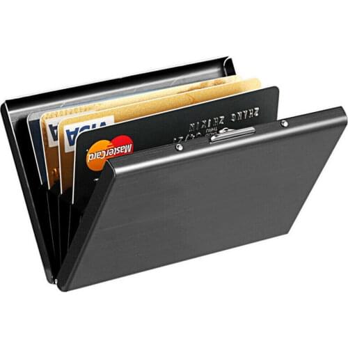 Stainless Steel ID Credit Card Holder Case Stainless Steel Slim RFID Blocking Anti-scan Wallet for Travel Work Business