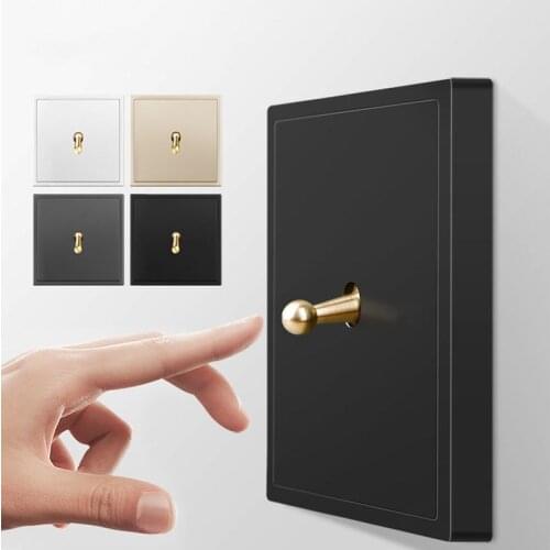 Black Wall Vintage Brass Lever Toggle Switch 1-4 Gang 2 Way Flame Retardant PC Panel Wall Light Switch
