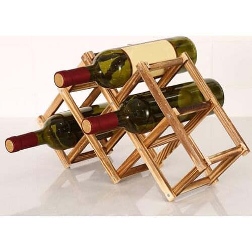 Pine Wooden Wine Storage Rack 6 Bottle Folding Countertop Wine Holder Keep Wine Long Time For Families Bars Hotels Restaurants