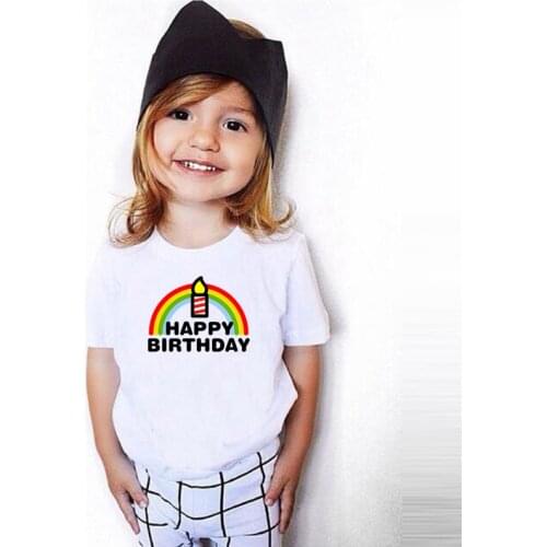 Kids Tshirts Birthday Clothes Rainbow Crown Gift Unicorn Printed T Shirt Toddler Boy Girl Summer Cotton Tops Childrens T-shirts