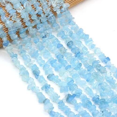 Natural Irregular Freeform Chip Aquamarine Stone Beads for Women Bracelet Necklace Jewelry Accessory Size 3x5-4x6mm Length 40cm