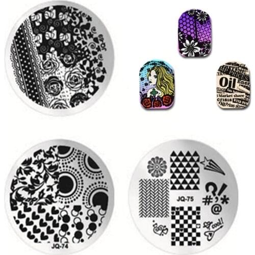 Finger Angel 1PCS Nail Art Stamping Plates Stamp Image Platet New Design Round Metal Nail Templates Manicure Tools W0011