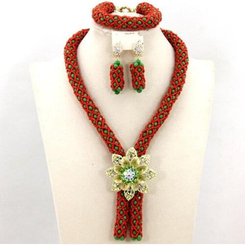 Marvelous Nigerian Wedding Afican Beads Jewelry Set Costume African Crystal Beads Jewelry Set New Free Shipping AEJ783