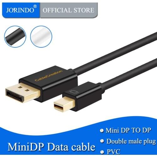 JORINDO Mini DisplayPort to DisplayPort Cable, Gold Plated 6 Feet Mini DP to DP Cable Support 4K Resolution, 1.83M / Black/White