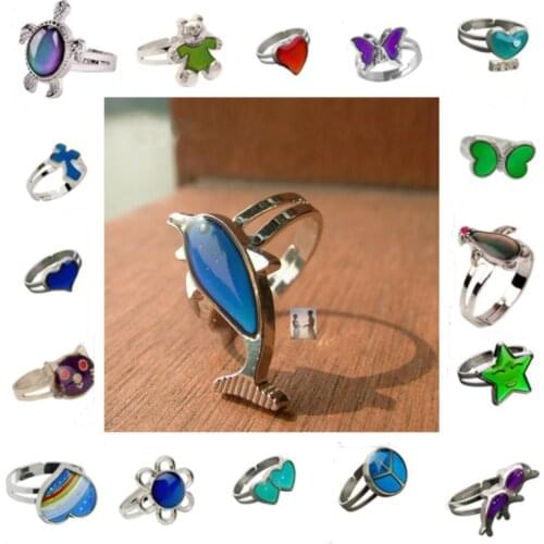 Mood Ring-Temperature Changed Colour Dolphin Ring Men Various Styles Mood Rings For Women /girls Creative Christmas Gifts