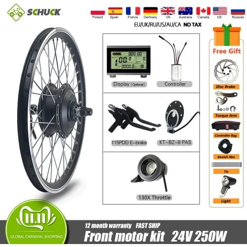 Electric Bike Conversion Kit 24V 250W 16-29inch 700C EBike Brushless Front Hub Motor Waterproof Kit For Ebike Conversion Kit