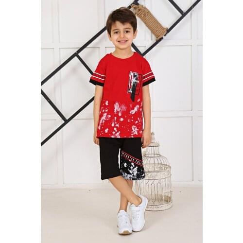 Red Baby Boy Teenage Clothes Suit Summer Male Children T-Shirt Shorts 2 Piece Clothing Set Beach Boys Outfits sport Model s
