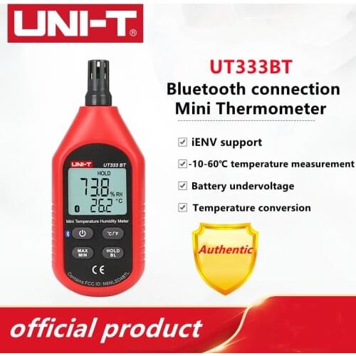UNI-T UT333/UT333BT Mini Thermometer And Hygrometer Tester Overload Indicator LCD MAX/MIN Mode Data Retention HOLD Display