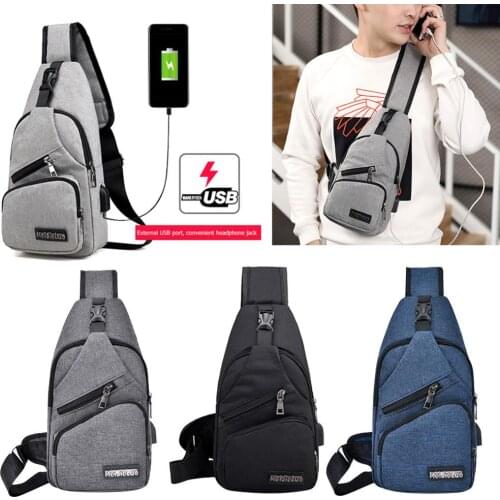 Fashion Men Oxford Cloth Chest Bag Solid Color Zipper Crossbody Phone Pouch Multi-Function Shoulder Packs Male Sports Handbags