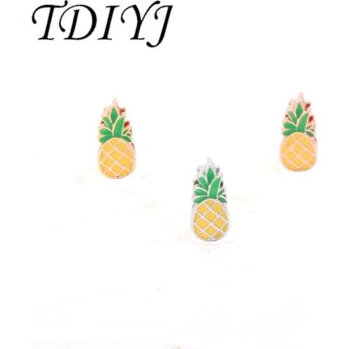 TDIYJ Newest Arrival Fashion Natural Fruit Pineapple Keeper Charms for Mesh Keeper Bracelet for Women Jewelry 6pcs