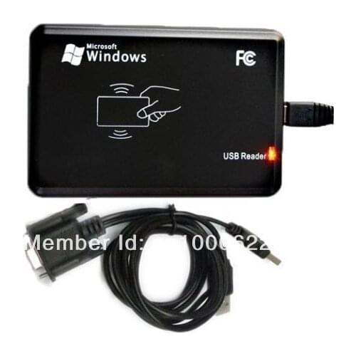 Brand new 125khz EM4100 rfid reader + 2 pcs EM4100 card, wiegand 26 first 10 digit output, usb1.1 interface, driver free