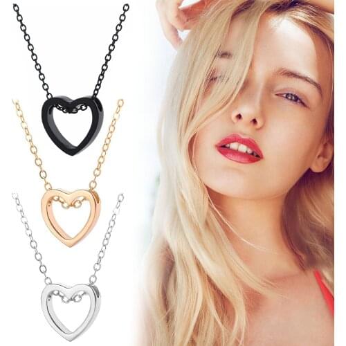 Necklace Hollow Heart Pendant Necklace for Famale 3 Color Clavicle Chains Jewelry for Women Valentines Day Gift Collier Femme