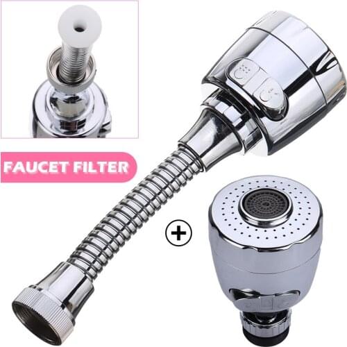 Short/Long 360Degree Faucet Extender Sprayer Sink Spray Kitchen Tap Head Water Saving Aerator ABS and Stainless Steel