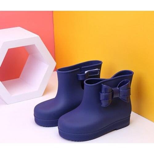 Girls Rain Boots Sweet Bow-knot PVC Kids Rain Shoes Soft Anti-skid Children Rain Boots Waterproof Jelly Boots For Girls Bow-knot