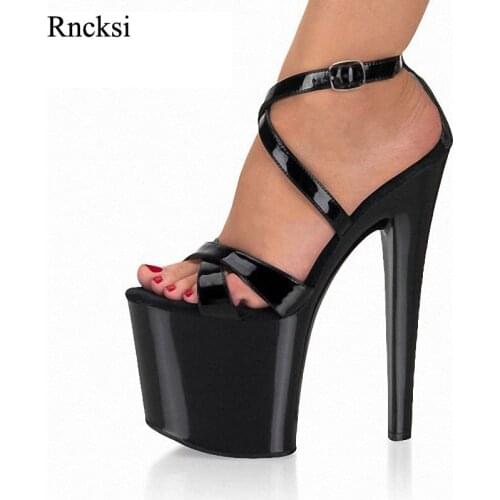 Rncksi Sexy Straps Women Sandal Shoes 20CM High Heel Platforms NEW Fashion Pole Model Dance Sandals Wedding Party Sandals Shoes