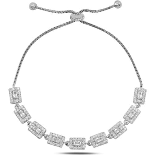Silver 925 Sterling Zircon Cubic Zirconia Elevator Bracelet