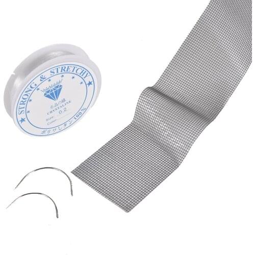 Door Window Fiberglass Mesh Tape 2m Repair Tool Set Two Needles With Thread Gray Canvas Fiber Tape Prevent Mosquitoes Insect Net