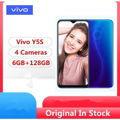 In Stock Vivo Y5S cellulare smartphone Helio P65 Android 9.0 6.53" IPS 2340x1080 6GB RAM 128GB ROM 16.0MP 4 Cameras Fingerprint