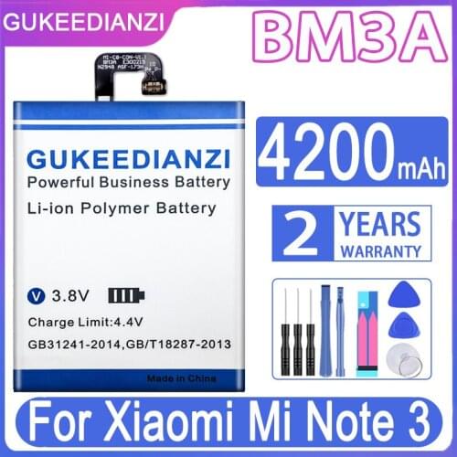 GUKEEDIANZI Replacement Battery BM3A 4200mAh For Xiaomi Mi Note 3 Note3