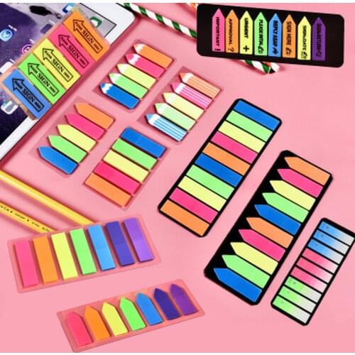 New 200 Sheets Fluorescence Self Adhesive Memo Pad Sticky Notes Bookmark Marker Memo Sticker Paper Student Office Supplies