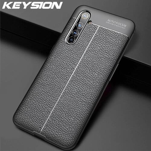 KEYSION Shockproof Case for Realme X50 X50 Pro 6 Pro Ltchi Pattern Silicone Phone Back Cover for OPPO A91 A31 A8 F15 Find X2 Pro