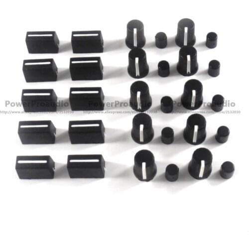 10PCS Rotary Knob+10PCS Fader Cap For Rane Mixer TTM 57 61 62 64 68 (Black)