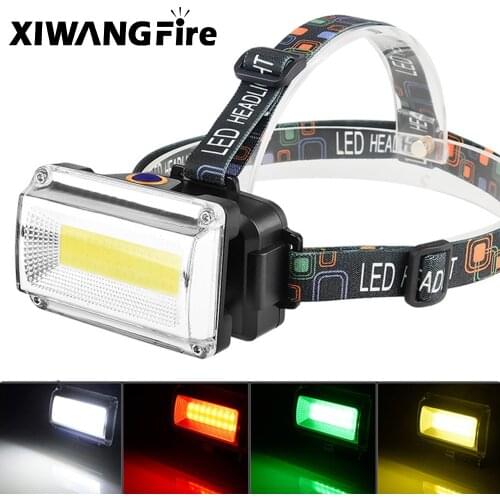 Brightest COB LED Headlight Waterproof Headlamp Work Head Flashlight Head Torch with Rechargeable 18650 Battery DC Charger USB
